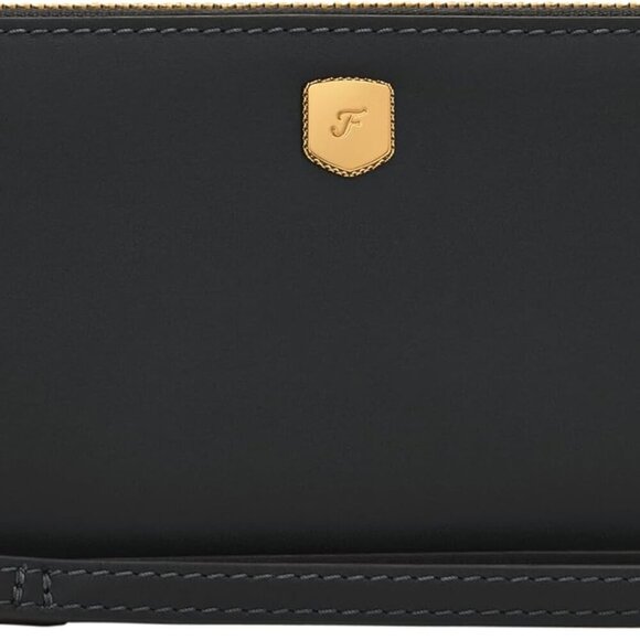 Women's Leather Zip Continental Wallet Black Compact RFID Blocking Accessory